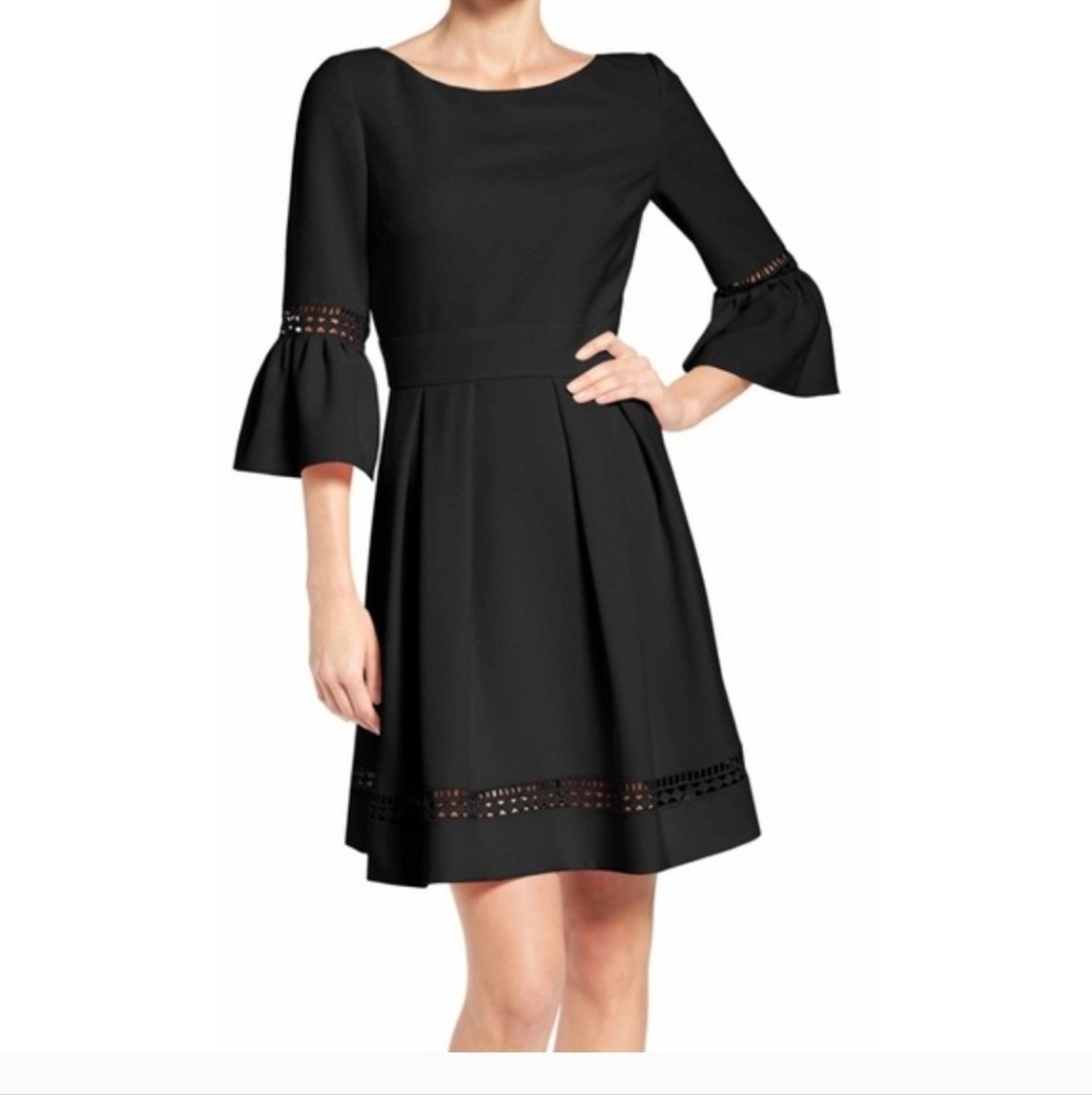 ELIZA J Bell Sleeve Black Fit And Flare Dress - Size 14 🆕